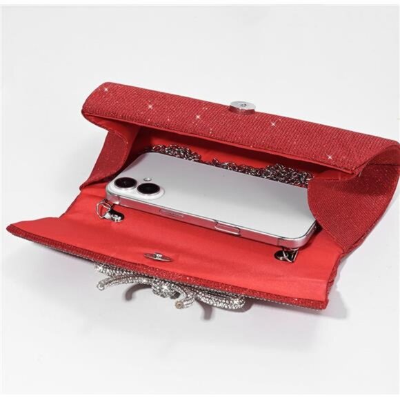 Bow Evening Bag Sparkly Clutch Purse0 - Picture 4 of 8